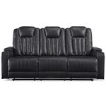 Center Point Black Leatherette Reclining Sofa w-3