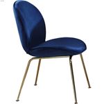 Paris Navy Upholstered Velvet Dining Chair - Gol-3