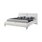 Jeremaine Modern White Leatherette King Upholstered Bed 300345KE By Coaster