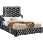 Sedona Grey Velvet Upholstered Tufting Platform Bed by Meridian