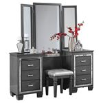 Allura Grey 6 Drawer Vanity Dresser with Mirror 1916GY-15 By Homelegance
