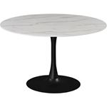 Tulip 48 Inch Round Faux Marble Dining Table - Black Base By Meridian Furniture
