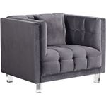Mariel Grey Velvet Tufted Chair Mariel_Chair_Grey by Meridian Furniture