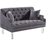 Roxy Grey Velvet Tufted Love Seat Roxy_Loveseat_Grey by Meridian Furniture