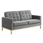 Loft Modern Grey Velvet and Gold Legs Tufted Love Seat EEI-3390-GLD-GRY by Modway