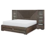 Facets California King Wall Panel Bed with Storage Footboard in Mink with Silver Undertones By Legac