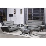 Matteo Modern Grey and Black Leatherette Sofa 9-3