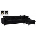 Naomi Black Velvet Upholstered Reversible Sectiona