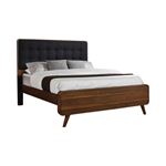 Robyn Dark Walnut Mid-Century King Bed With Upholstered Headboard 205131KE By Coaster