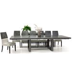 Novo Double Pedestal Matte Concrete Dining Table in Set