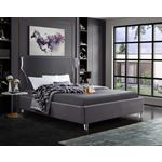 Ghost Acrylic and Grey Velvet Upholstered Bed-3