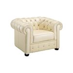 258 Tufted Ivory Italian Leather Chair 258 By ESF Furniture