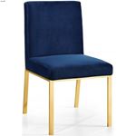 Opal Navy Upholstered Velvet Dining Chair - Gold-3