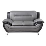 Matteo Modern Grey and Black Leatherette Loveseat 9419 By Homelegance