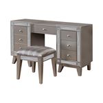 Leighton Metallic Mercury 7 Drawer Vanity Desk And Stool 204927 By Coaster