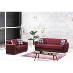 Barato Burgundy Upholstered Convertible Lovesea-3