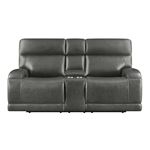 Longport Charcoal Leather Power Reclining Lovese-3