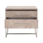Mosaic 2 Drawer Night Stand in Natural Grey Open