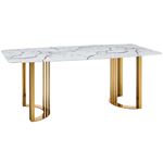 131 Modern Rectangle Marble Top Dining Table with Gold Base