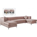 Graham Pink Velvet Upholstered Tufted Double Chais