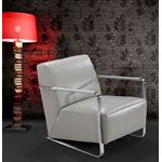 Bison - Modern Grey Leather Lounge Chair