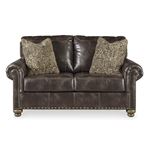 Nicorvo Coffee Faux Leather Loveseat 80505 By Ashley Signature Design