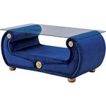 Giza Tufted Blue Velvet Coffee Table By ESF Furniture