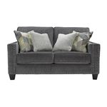 Gavril Smoke Grey Fabric Nailhead Loveseat 43001 By BenchCraft