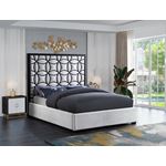 Taj King White Velvet Upholstered Bed-3