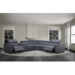 JM Picasso Blue Grey Leather Motion Sectional