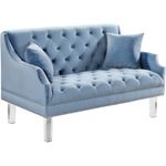 Roxy Sky Blue Velvet Tufted Love Seat Roxy_Loveseat_Sky Blue by Meridian Furniture