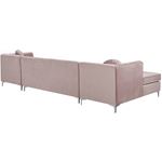 Graham Pink Velvet Upholstered Sectional- Chrome-3