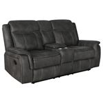 Lawrence Charcoal Fabric Reclining Loveseat with Console 603505 By Coaster