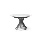 9034 Round White Ceramic Top Marble Design Extention Dining Table - 47 Inch By ESF Furniture