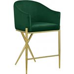 Xavier Green Velvet and Gold Counter Stool By Meridian Furniture
