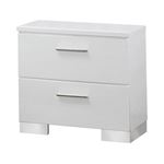Felicity Glossy White 2 Drawer Nightstand 203502 By Coaster