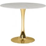 Tulip 36 Inch Round Faux Marble Dining Table - Gold Base By Meridian Furniture