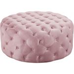 Addison Pink Velvet Upholstered Tufted Ottoman/Ben