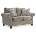 Shewsbury Pewter Fabric Rolled Arm Loveseat 47202 By BenchCraft