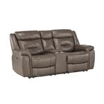 Kennett Taupe Leather Power Reclining Loveseat with Console 9528BRG-2PWH By Homelegance