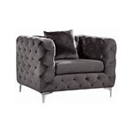 Scarlett Grey Velvet Tufted Chair Scarlett_Chair_Grey by Meridian Furniture