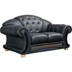 Apolo Tufted Black Leather Love Seat Apolo By ESF Furniture