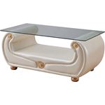 Giza Tufted Ivory Leather Coffee Table By ESF Furniture