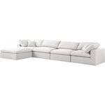 Serene 5pc A Cream Linen Deluxe Cloud Modular Reversible Sectional By Meridian Furniture
