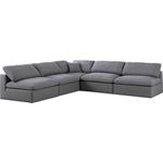 Serene 5pc B Grey Linen Deluxe Cloud Modular Reversible Sectional By Meridian Furniture