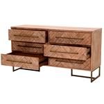 Mosaic 6 Drawer Double Dresser in Stone Wash Open