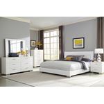 Felicity Glossy White Queen Panel Bed with LED L-3