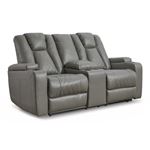Mancin Gray Reclining Loveseat with Console 29702 By Ashley Signature Design