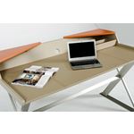Bradley Beige Leather & Orange Office Desk- 3