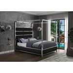Encore King Black Poster Canopy Faux Leather Bed-3